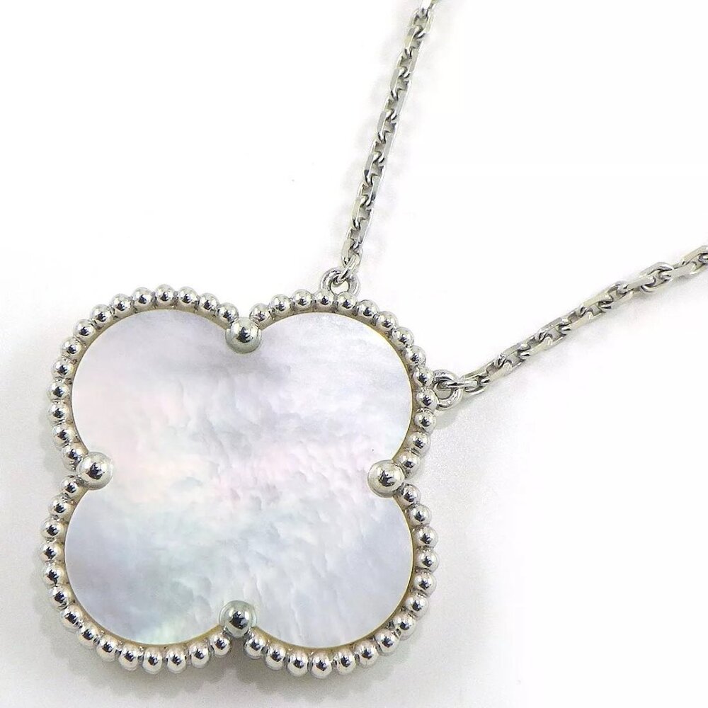 Van Cleef & Arpels 18k White Gold Mother of Pearl Alhambra Pendant - Picture 3 of 9